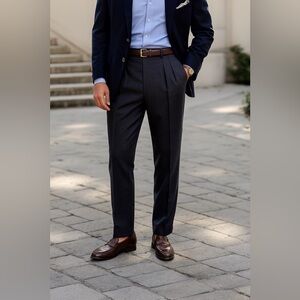 Vintage Italian 100% Wool Pleated Dress Pants 42x36 Old Money Luxury